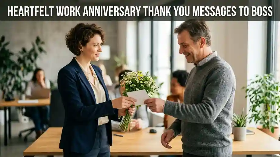 Heartfelt Work Anniversary Thank You Messages to Boss image